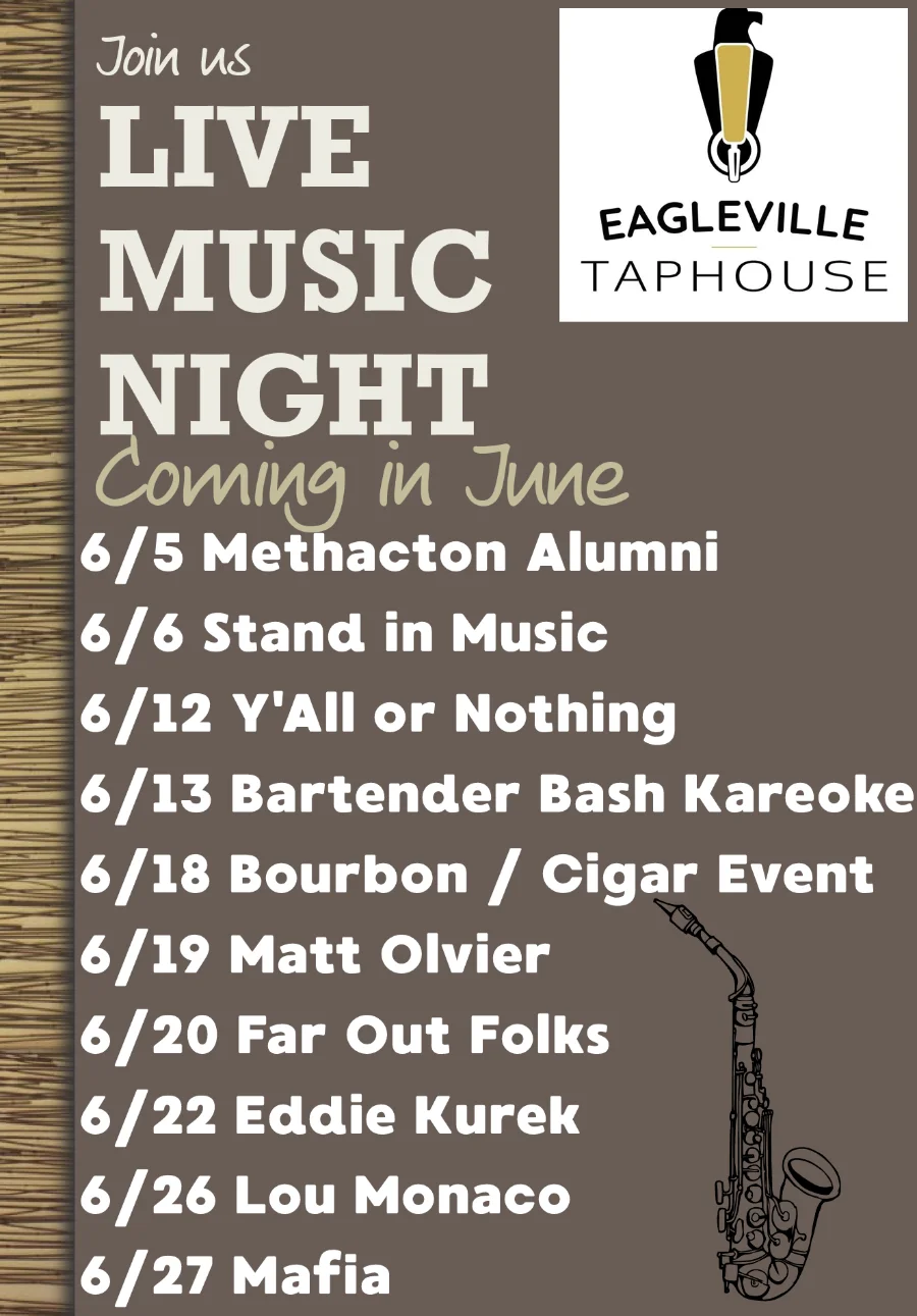 Enjoy live music at Eagleville Taphouse - see who's playing this month!