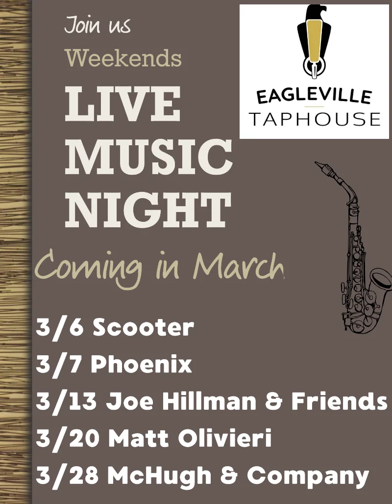 Enjoy live music at Eagleville Taphouse - see who's playing this month!