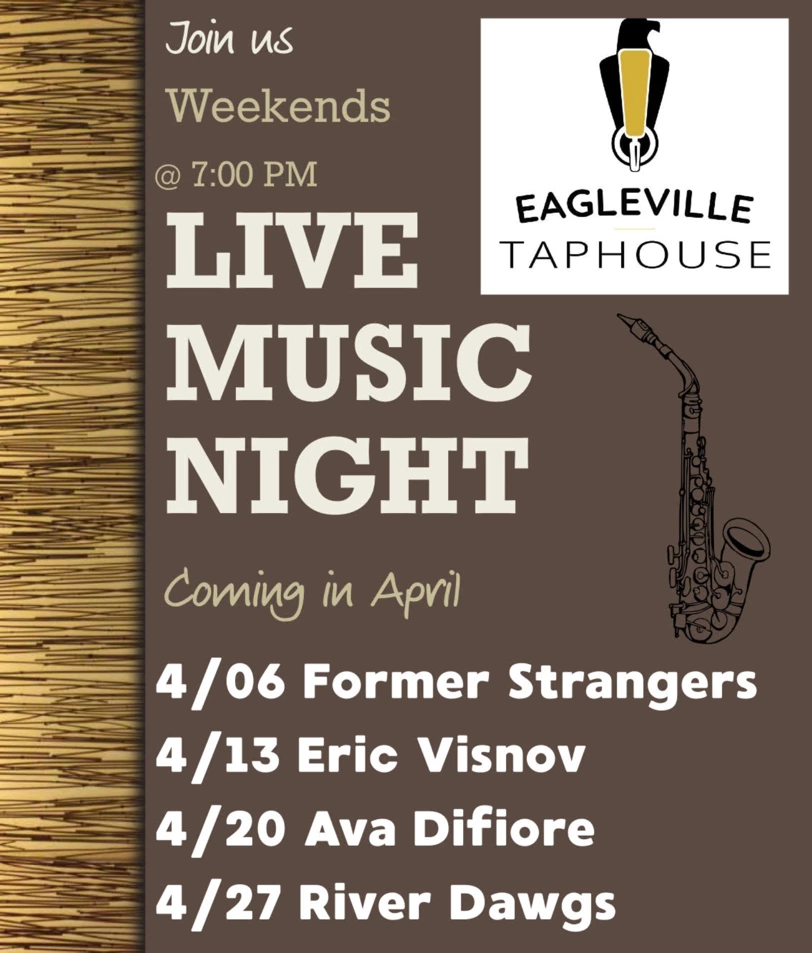 Enjoy live music at Eagleville Taphouse - see who's playing this month!